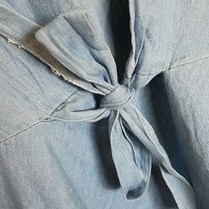 NWT Denim Front Tie Peplum Blouse